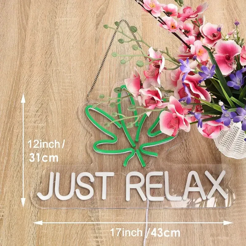 Letrero de neón led grande hecho a medida weed spliff ganja cannabis fumador solo relax Foto 2 de 3