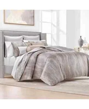 NEW! Hotel Collection Terra Metallic Thick Luxury Comforter Silver Queen $465