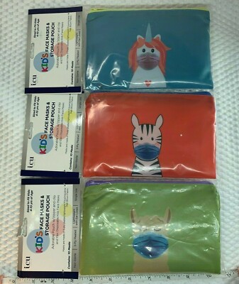 Kids Face Masks With Storage Pouch(4-10 Yrs) 3 Mixed Packs| ICU Health| QTY 30  
