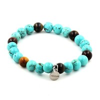 Steine Und Mineralien. Armband Perlen Tigerauge Multicolor + TüRkis 8 Mm