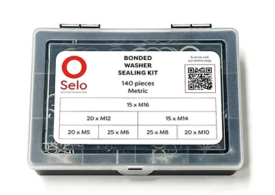 SELO Bonded Washer Sealing Kit - Metric - 140 Pieces Self Centering Seal - M5-M16