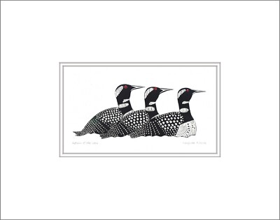 RETURN of the LOONS by Inuit artist Kenojuak Ashevak - 11'' x 14'' Matted print