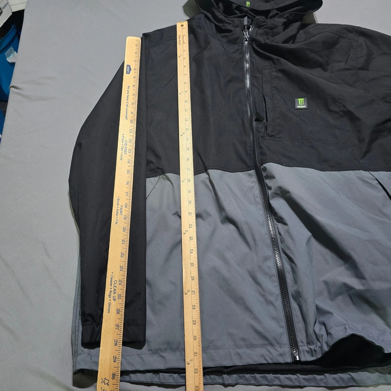 Monster Energy Windbreaker Jacket Mens 3XL Black Grey Hooded Mesh Lined Full Zip image 7