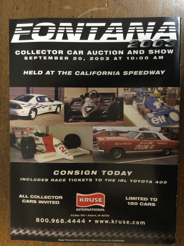 Misc 7233 Advertisement 2003 Fontana Collector Car Auction Kruse Auction