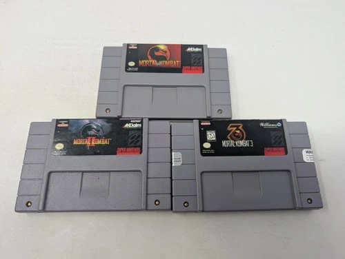 Mortal Kombat 1, 2, and 3 Super Nintendo SNES Lot Tested Cartridges
