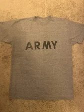 Army Shirt Mens Large Gray Physical Fitness Uniform Military PT Tee Training Gym
