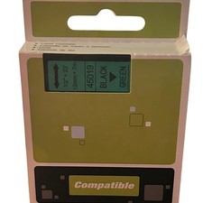 6 Pack Compatible DYMO 45019 Black on Green Label Tape 12mm x 7m