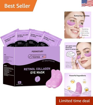 30 Pairs of Ergonomic Retinol Eye Patches - Travel-Size Solution for Wrinkles