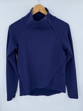 ibkul Solid Popcorn Stitch Asymmetrical Zip Pullover Golf Purple Women  s Size XS