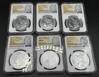 2021 Morgan and Peace Silver Dollar 6pc Set NGC MS70 First Day Issue 100th Anni