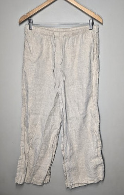Calypso St Barth Pants Womens Medium Linen Wide Leg Pull On Elastic Waist
