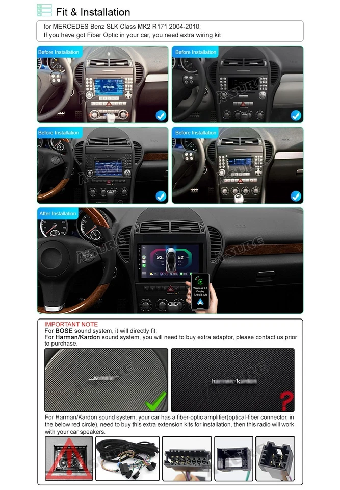 Para MERCEDES BENZ SLK-R171 SLK350 9" Android 14 Coche GPS Radio Estéreo CarPlay 32G Foto 2 de 4