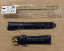 20mm Alligator Grain Genuine Italian Calfskin Leather Watch Band Strap - Blue