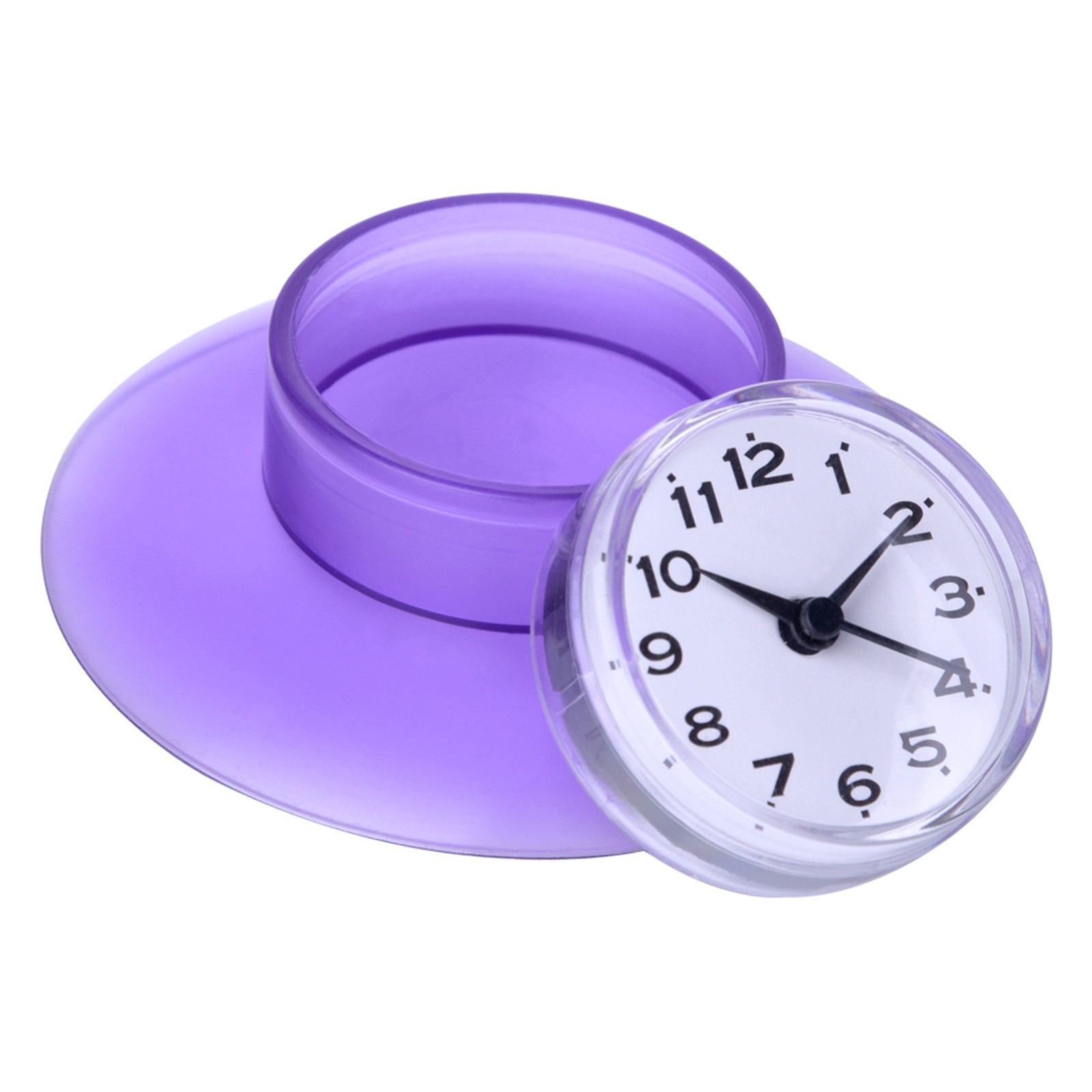 Purple Bathroom Kitchen Mirror Suction Wall Clock Shower Waterproof Quartz C LW