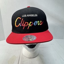 LA Clippers Mitchell and Ness Snapback Hat Cap Black Rainbow One Size NBA