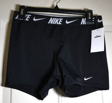 NWT Nike Swim Fusion Logo Tape Women's Small 3" Kickshort Black NESSG277-001