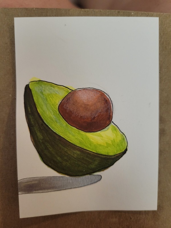 ACEO art card simple food, Watercolor Original Painting Signed By Artist
