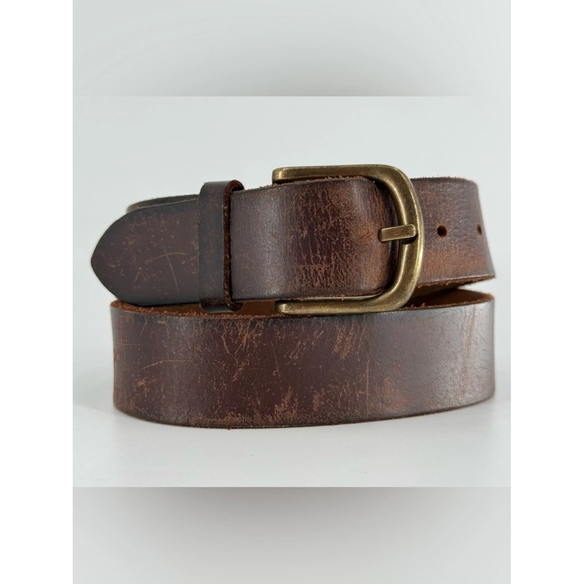 Vintage Distressed Length Belt Brown American Eagle Western Workwear American Eagle Outfitters Leather Brown Belts for Men for  main image 3