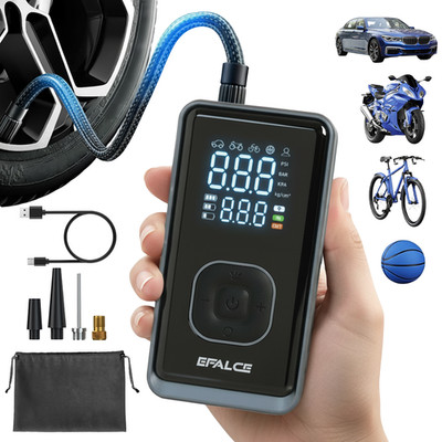 EFALCE Akku Reifenkompressor 150 PSI Elektrische Luftpumpe Auto Fahrrad LED USB