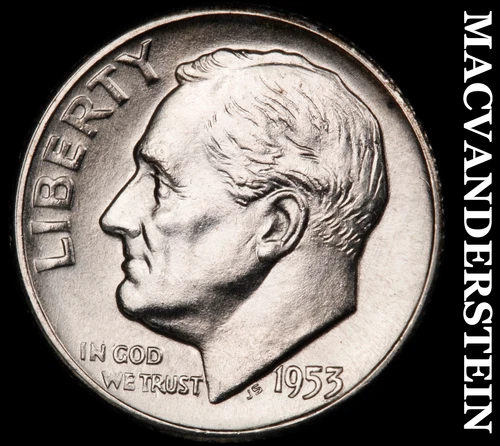 1953-S Roosevelt Dime- Silver- Choice Gem Brilliant Uncirculated Luster #J3336