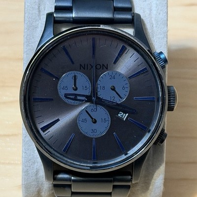 Nixon The Sentry Chrono Deep Blue SS Gunmetal A386-1679 Men's