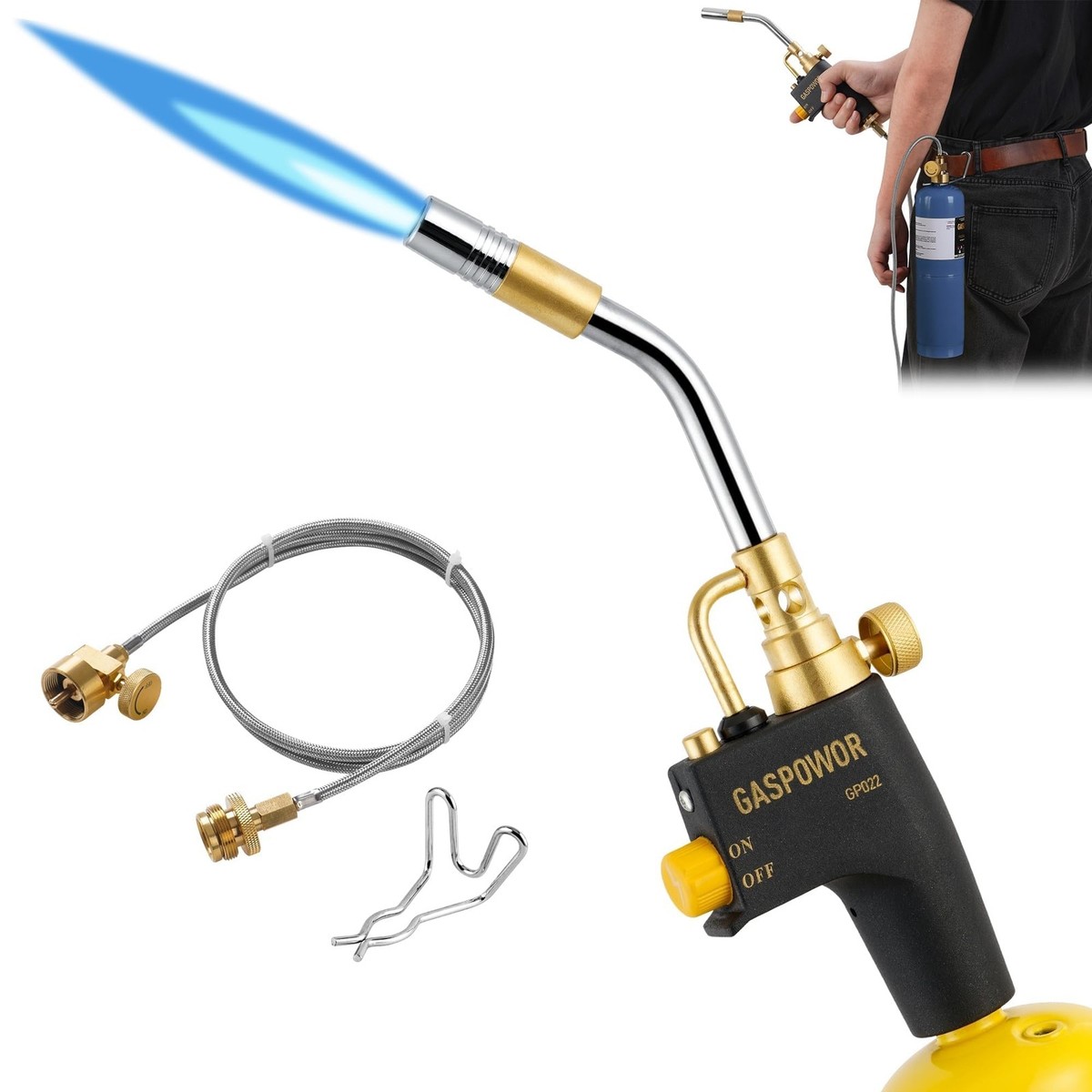 Propane Torch Head – Trigger Start, High-Intensity Flame Up To 1400°C, For Soldering, Brazing, Welding, DIY Metalwork