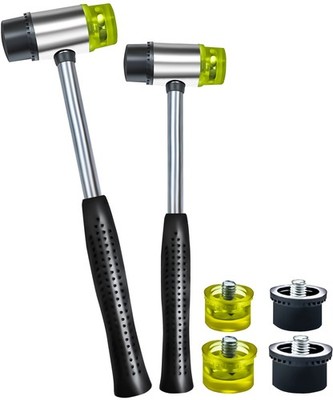 MotBach 2 Pack Double Head Plastic and Rubber Hammer, Double-Faced Soft Hamme...