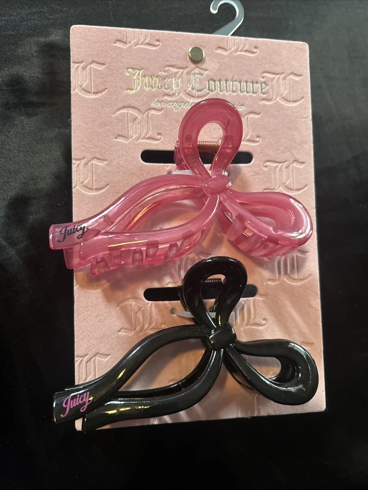 Pinzas para el cabello con moño Juicy Couture 2pk negro y rosa 🖤🩷 Foto 3 de 4