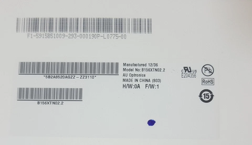 Original AU Optronics B156XTN02.2 H/W:0A F/W:1 15,6" Glossy LVDS 40-Pin LCD - Bild 4 von 4