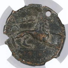 Agathocles AE23 Sicily, Syracuse Ancient Greek Coin 317-289 BC NGC VF, Pierced