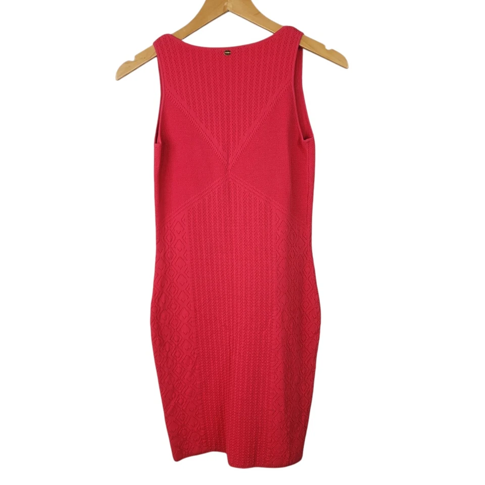 Mini Vestido Guess Bodycon Tejido Talla Grande Rosa Texturizado Sexy Funda Club Noche Foto 3 de 4