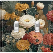 Metal Light Switch Outlet Cover Decorative Wall Plate Colorful Flowers FWR233