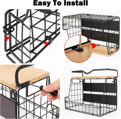 Magnetic Fridge Organizer Basket Wood Shelf Large Fruit Vegetable Storage Bin