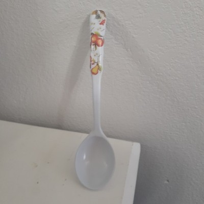 Vintage melamine large serving spoon ''Meadows Garden'' fruit pattern