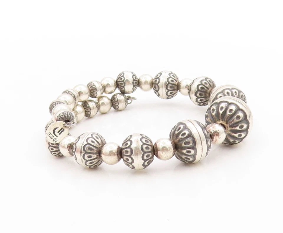 925 Sterling Silver Vintage Bracelet CAROLYN POLLACK Floral Coil Wrap  BT11368 - Image 4 of 4