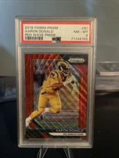 2018 Panini Prizm - Aaron Donald #91 Red Wave Prizm /149 Psa 8 