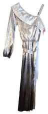 Justice silver shimmery jumpsuit L one strap shoulder and other regular NWT