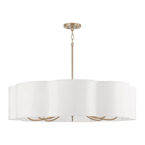 Capital Lighting Sabine 8 Light Chandelier, Brass/White Fabric Shade - 456481MA - Picture 1 of 1
