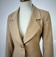 Zelda Vintage Tan Wool Blazer Size 4 Minimalist Structured Lined Jacket