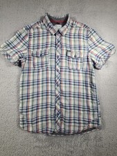 Buffalo David Bitton Button Up Shirt Large Multicolor Plaid Pockets Logo Mens