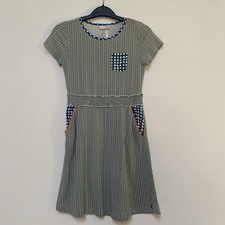 Matilda Jane Girls Mixed Media Dress Teal Gray 10