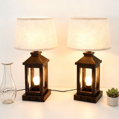 Black Gold Table Lamps 21'' Set of 2 Touch Dimmable Living Room Bedroom Bedside