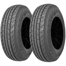 (QTY 2) 225/75R15 Zeemax Trail Express Trailer 117/112L Load E Black Wall Tires