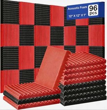 12-96PCS Acoustic Wall Panels Studio Sound Noise Proofing Insulation Foam RED