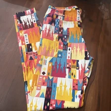 Lularoe OS Disney It's A Small World Mary Blair Inspired One  Size Leggings  EUC