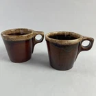 2 Hull Pottery Brown Drip 10 Oz Coffee Mugs Cups Oven Proof USA VTG McCoy CPP
