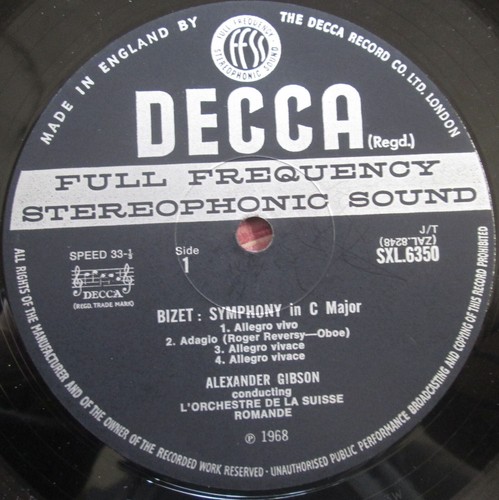 SXL 6350 WB Bizet Symphony in C Alexander Gibson EXCELLENT Decca ED3 WB - Picture 3 of 5