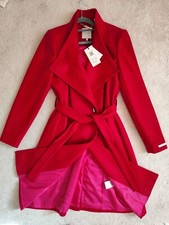 Bnwt Ted Baker Deep Pink Sandra Long Wool Cashmere Wrap Coat Uk 10, Tb 2