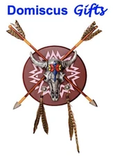 17" NEW! Native AMERICAN Feather SKULL Arrows BOWHUNTING COLLECTIBLE Wall Decor