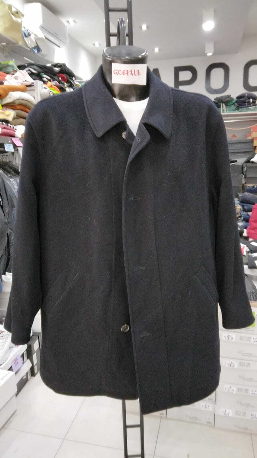 Vintage Blue Wool Blend Coat for Men Size 54 GC677LZ